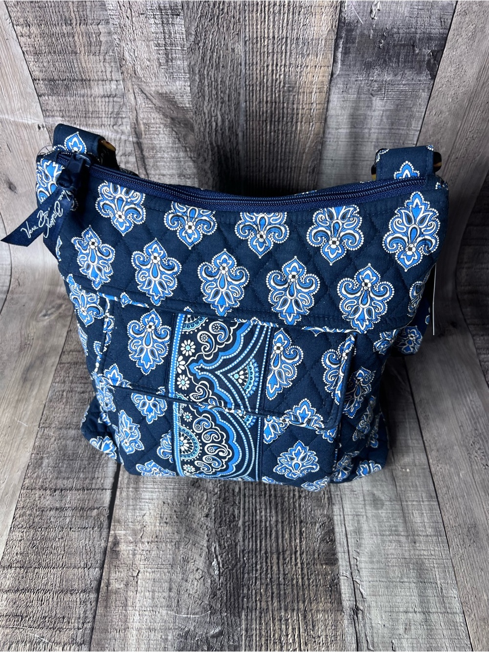 Vera Bradley Navy Blue Quilted Paisley Crossbody - Picture 2 of 12